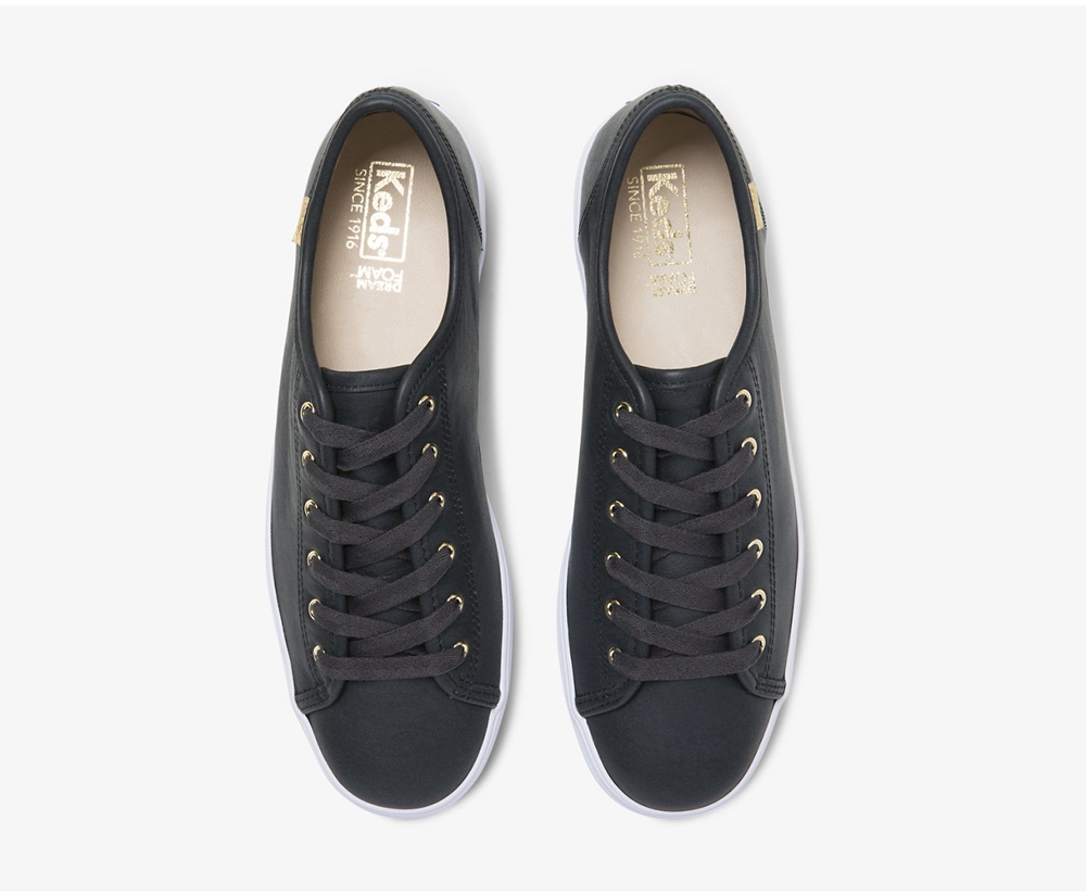 Keds Womens Sneakers Black - Triple Kick Luxe Leather - 241TUIRKO